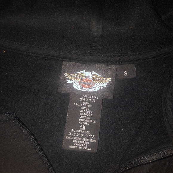 Harley-Davidson Zip-Up Hoodie - Black Size Small - Picture 3 of 6